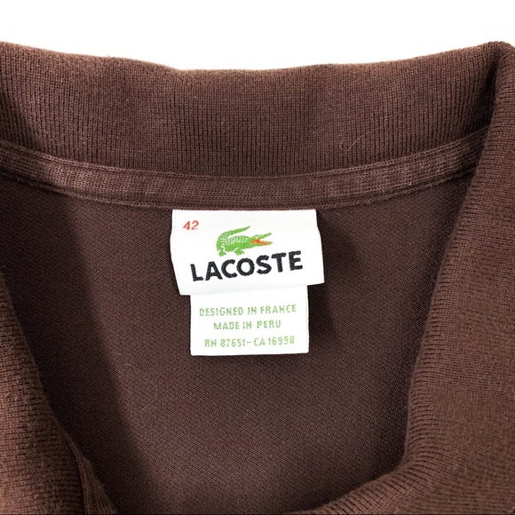 Lacoste 🐊 Polo Brown Collar, Size 42 - Picture 5 of 8